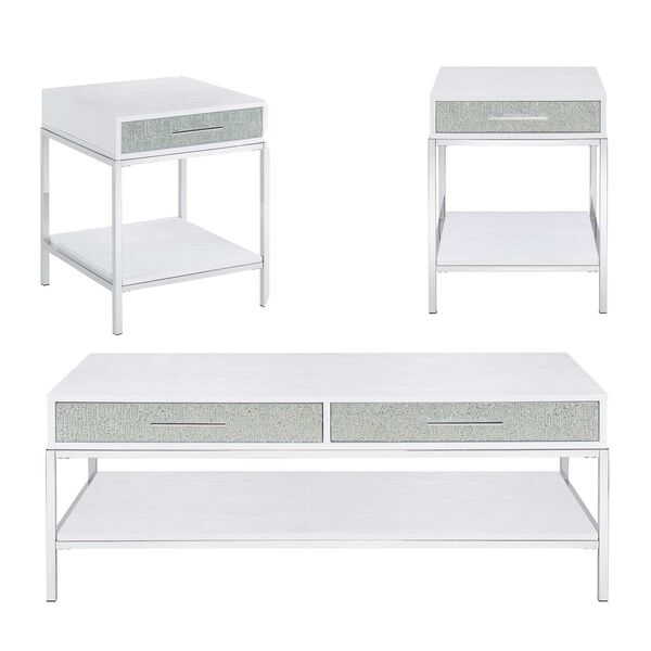 Mirage White and Chrome Occasional Set, 3-Piece, image 1