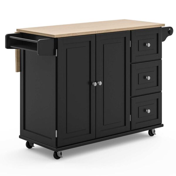 Blanche Black and Natural 54-Inch Kitchen Cart, image 4