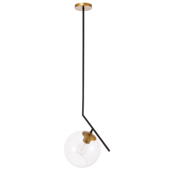 Ryland Black Brass 10-Inch One-Light Pendant with Clear Glass, image 5