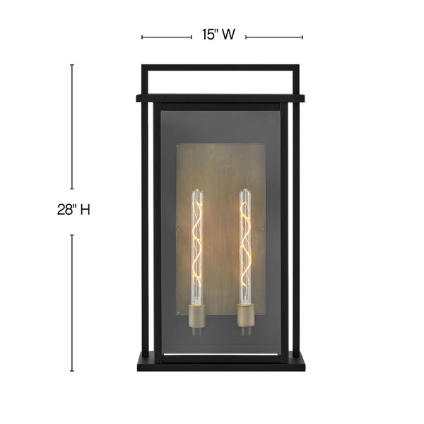 Langston Black Two-Light Extra Large Outdoor Wall Mount, image 3