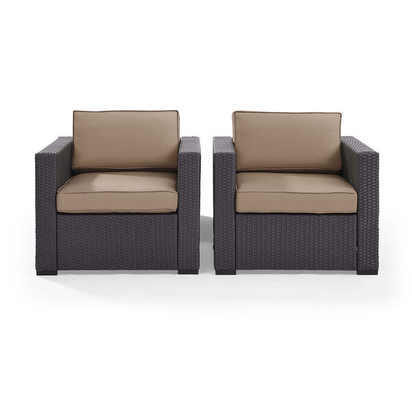 Biscayne 2 Person Outdoor Wicker Seating Set in Mocha - Two Outdoor Wicker Chairs, image 2