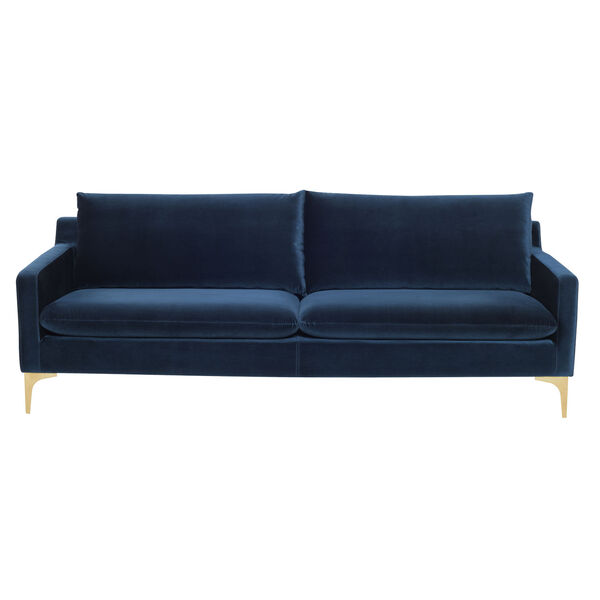 Anders Midnight Blue and Brushed Gold Sofa, image 5