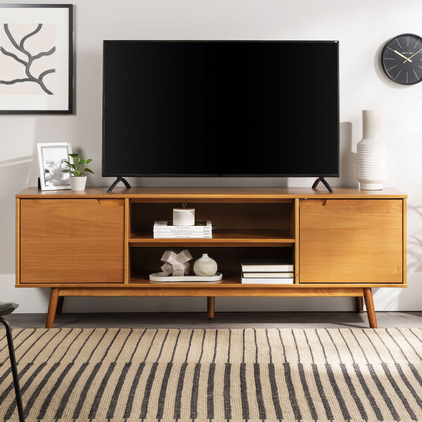 Adair Caramel Solid Wood TV Stand with Two Doors, image 4