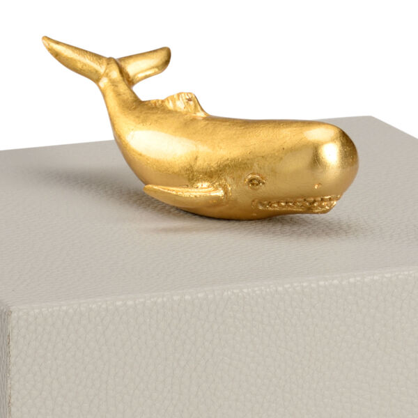 Pam Cain  Light Gray and Metallic Gold Whale Handle Box, image 3