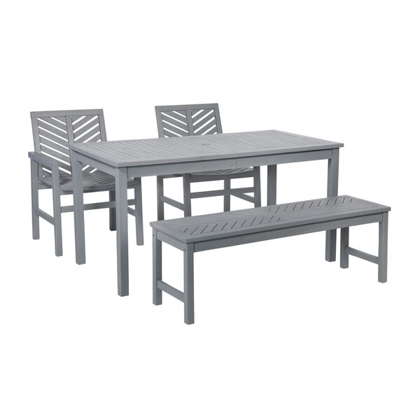 Gray Wash 32-Inch Four-Piece Chevron Outdoor Dining Set, image 2
