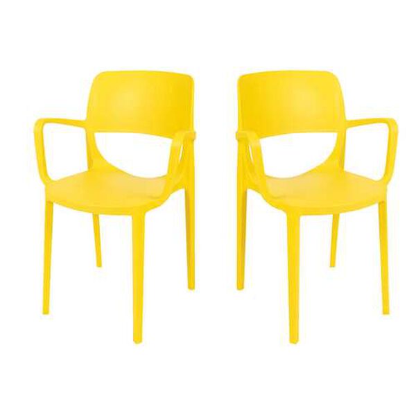 Bella Yellow Outdoor Stackable Armchair, Set of Four, image 1