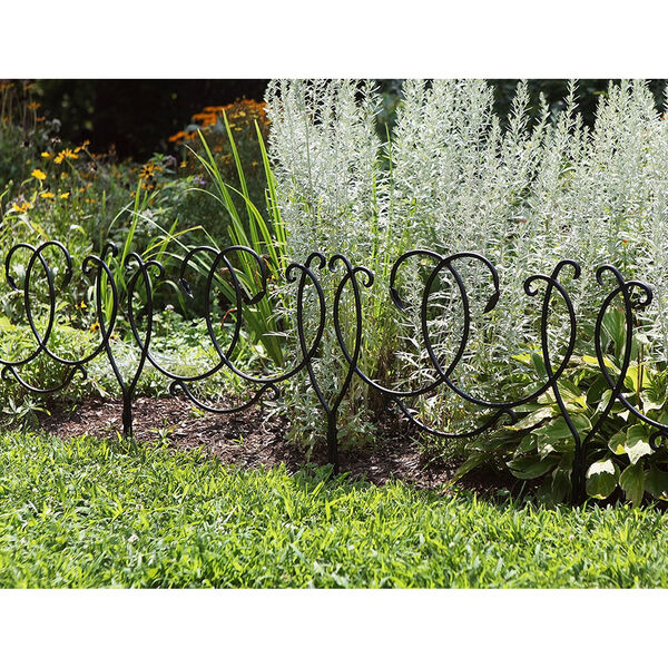 Black Powdercoat Scroll Border Fence Section, Set of Four, image 4