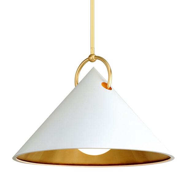 Charm White And Gold Leaf One-Light Pendant, image 1