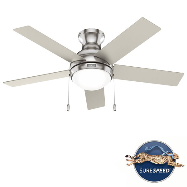 Aren Brushed Nickel 44-Inch Low Profile Ceiling Fan with LED Light Kit and Pull Chain, image 3
