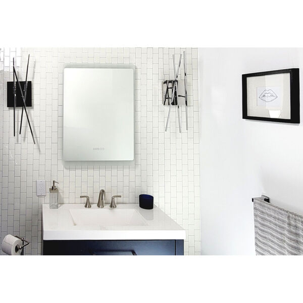 Kinsale Clear 24 x 32-Inch Rectangular LED Bathroom Mirror with Clock and Temperture, image 5