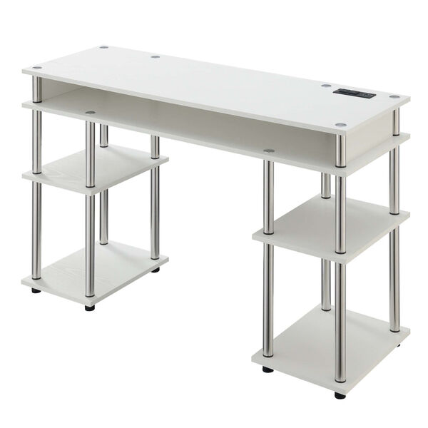 Designs2Go White Student Desk with Charging Station, image 1
