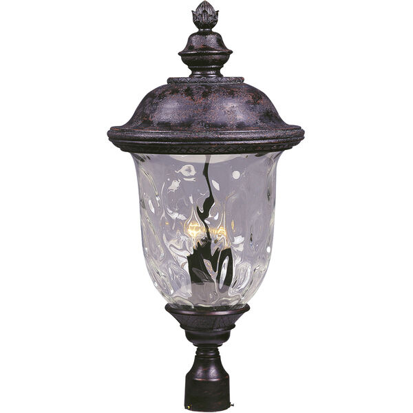 Carriage House Oriental Bronze Three-Light Outdoor Post Light with Water Glass, image 1