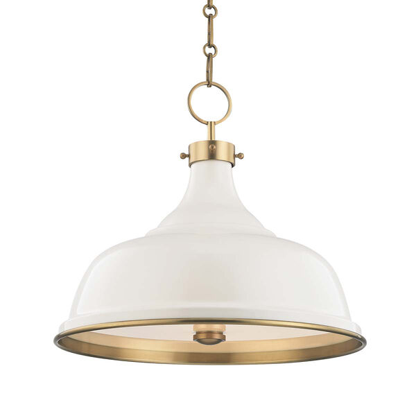 Painted No.1 Gold and Off White Three-Light Chandelier, image 1