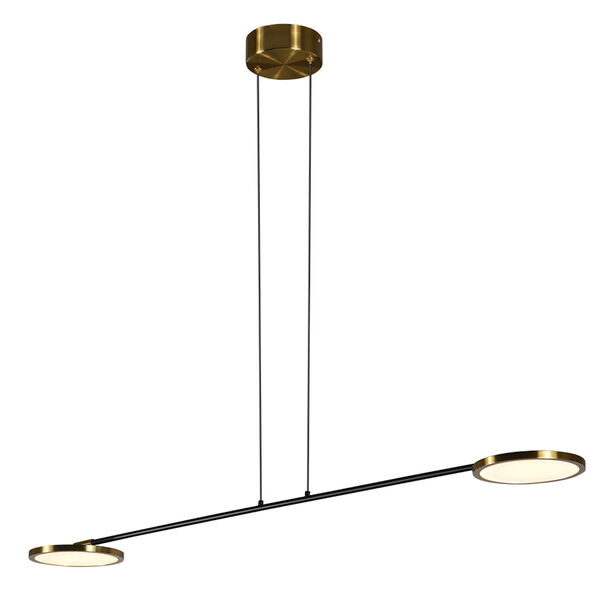 Torino Antique Brass and Matte Black Adjustable Integrated LED Pendant, image 1