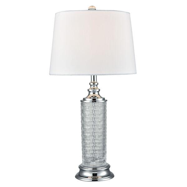 Springdale Polished Chrome and White Varigated One-Light Crystal Table Lamp, image 1