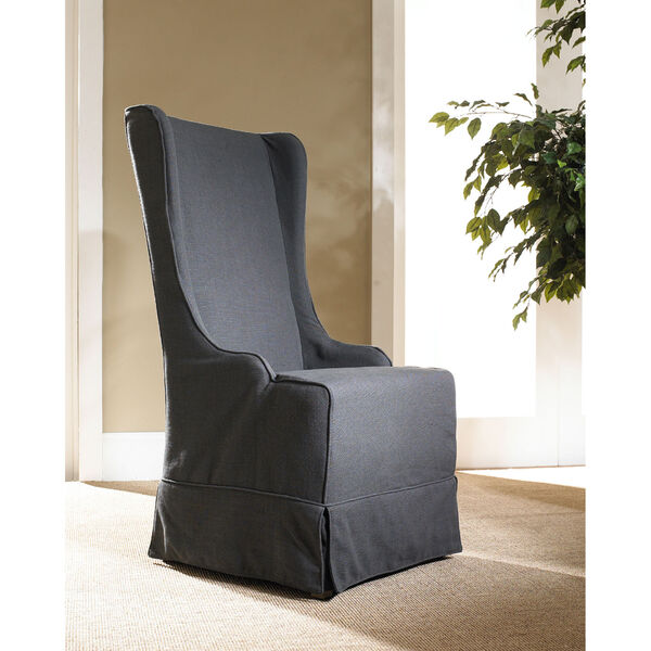 Atlantic Beach Charcoal Linen Wing Dining Chair, image 1