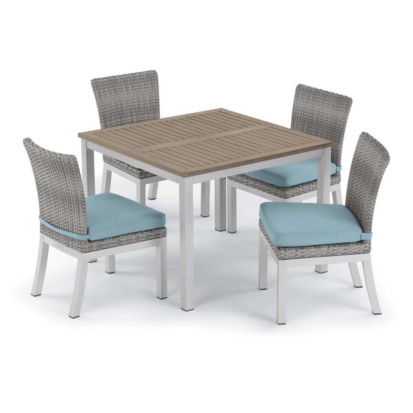 Travira and Argento Ice Blue Five-Piece Outdoor Dining Table and Side Chair Set, image 1