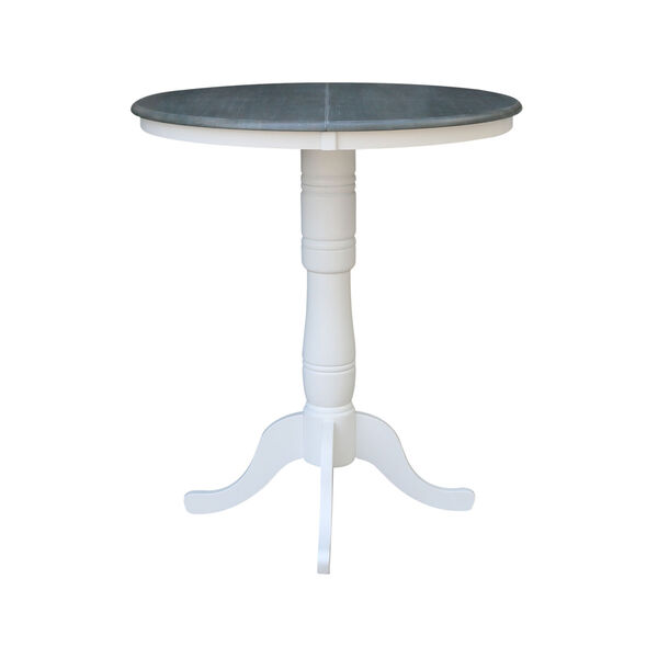 White and Heather Gray 36-Inch Width x 41-Inch Height Round Top Bar Height Pedestal Table With 12-Inch Leaf, image 3