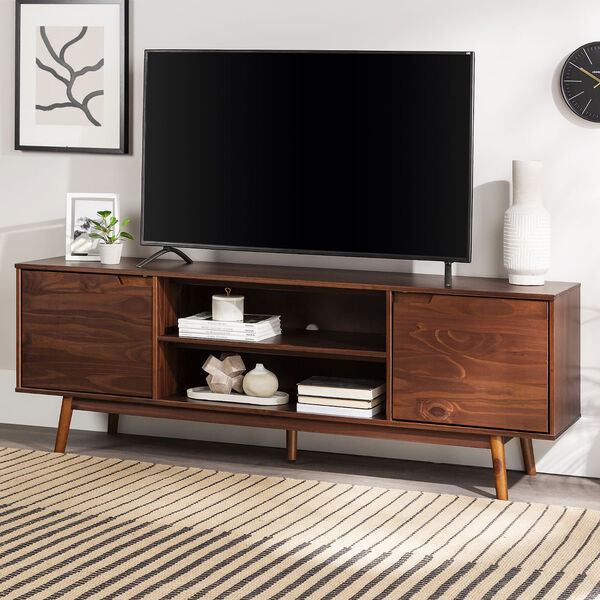 Adair Walnut Solid Wood TV Stand with Two Doors, image 3
