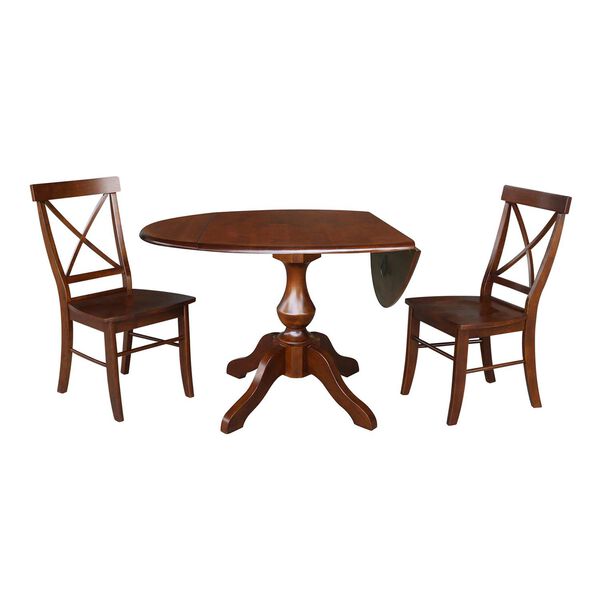 Espresso Round Top Pedestal Table with Chairs, 3-Piece, image 1