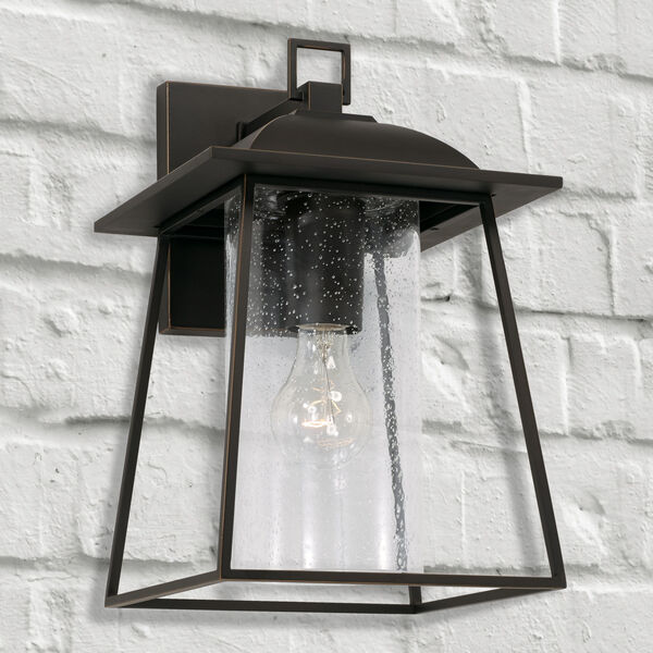 Durham Oiled Bronze Nine-Inch One-Light Outdoor Wall Lantern with Clear Seeded Glass, image 3
