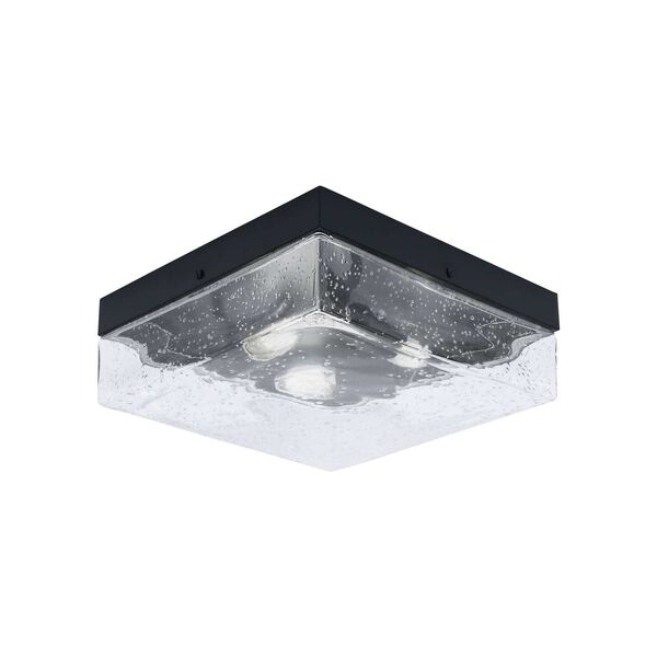Matte Black 12-Inch Three-Light Flush Mount with Clear Bubble Glass, image 1