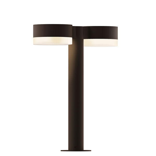 Inside-Out REALS Textured Bronze 16-Inch LED Double Bollard with Cylinder Lens and Plate Cap with Frosted White Lens, image 1