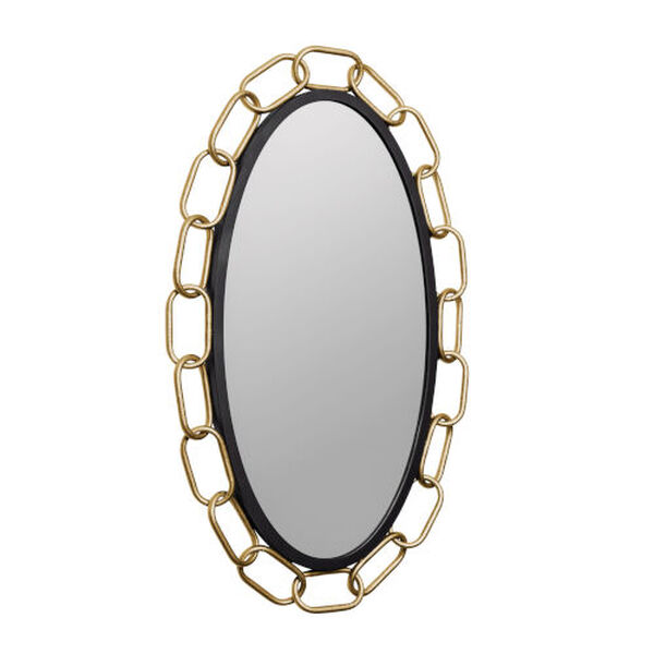 Chains of Love Matte Black Textured Gold 24 x 40 Inch Oval Wall Mirror, image 2