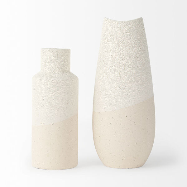 Salar Cream Conical Crackled Ceramic Vase, image 2