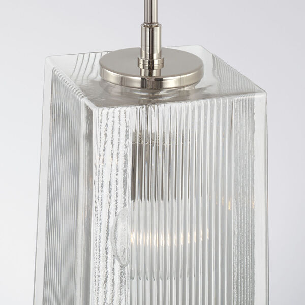 Lexi Polished Nickel One-Light Tapered Rectangular Pendant with Clear Fluted Glass, image 4