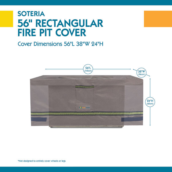 Soteria Grey RainProof 56 In. Rectangular Fire Pit Cover, image 3