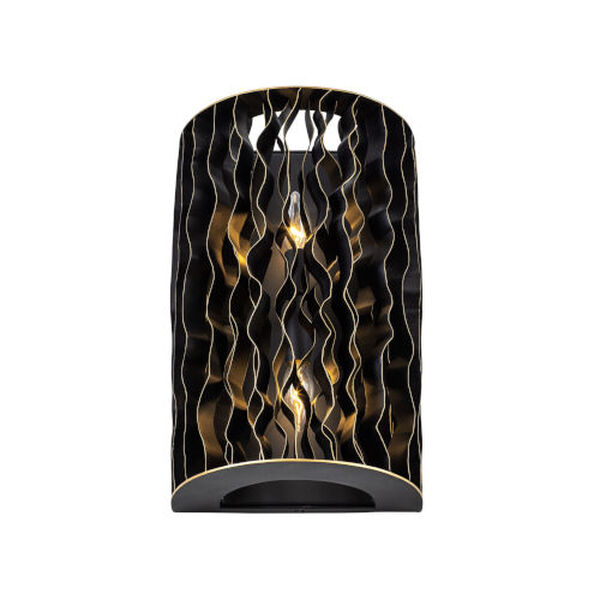 Estela Matte Black French Gold Two-Light Wall Sconce, image 4