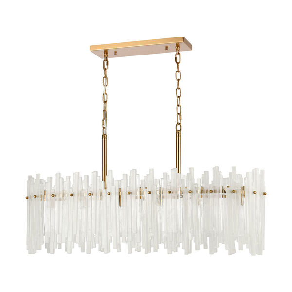 Brinicle Aged Brass and White Six-Light Chandelier, image 2