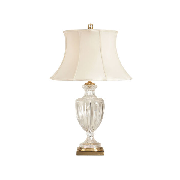 Off White and Brass One-Light Urn Table Lamp, image 1