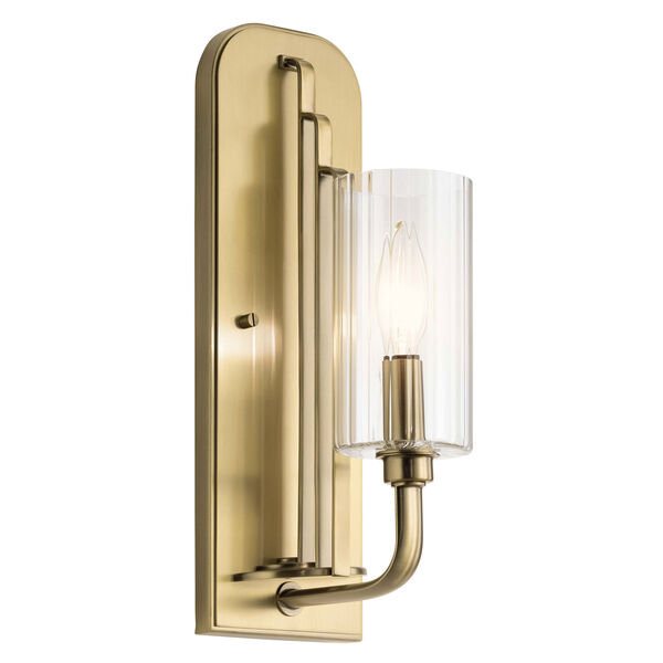 Kimrose Brushed Natural Brass One-Light Wall Sconce, image 1