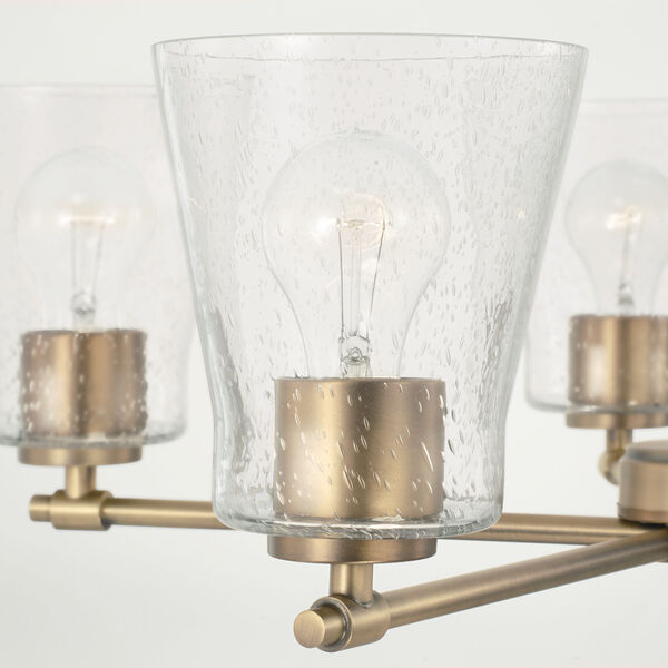 HomePlace Baker Aged Brass Five-Light Chandelier with Clear Seeded Glass, image 3