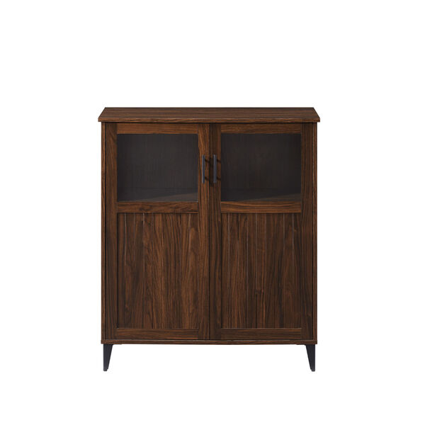 Babbett Dark Walnut Glass and Grooved Door Transitional Accent Cabinet, image 2