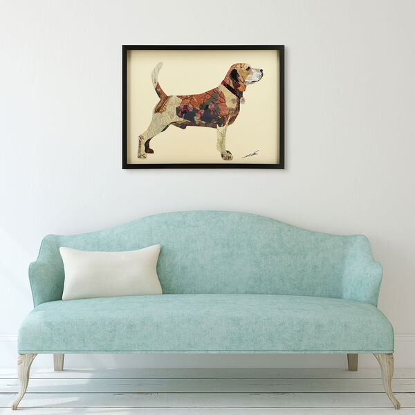 Black Framed Beagle Dimensional Collage Graphic Glass Wall Art, image 1