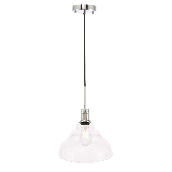 Gil Chrome 11-Inch One-Light Pendant with Clear Seeded Glass, image 6