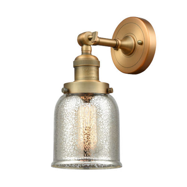 Small Bell Brushed Brass One-Light Semi Flush Mount, image 3