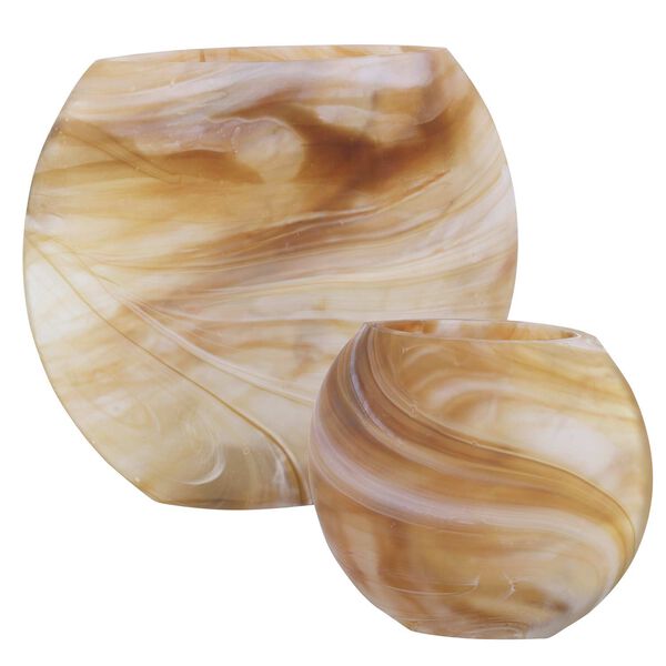 Fusion Caramel, Ivory and Tan Swirled Vase, Set of 2, image 4