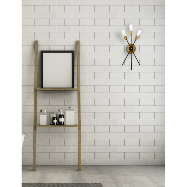 Lucca Black and Brass Three-Light Bath Sconce, image 2