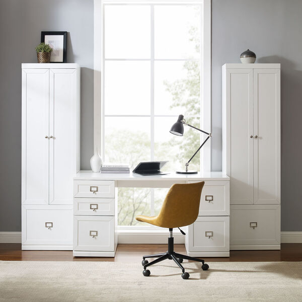Harper White Three-Piece File Cabinet Desk Set, image 6