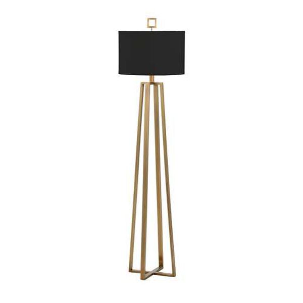 Colson Antique Brass and Black One-Light Floor Lamp, image 1