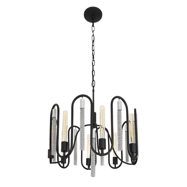 Darden Matte Black and Painted Chrome Eight-Light Pendant, image 4