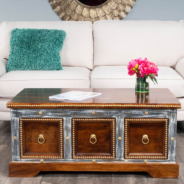 Tennor Wood and Hand Painted Storage Coffee Table, image 14