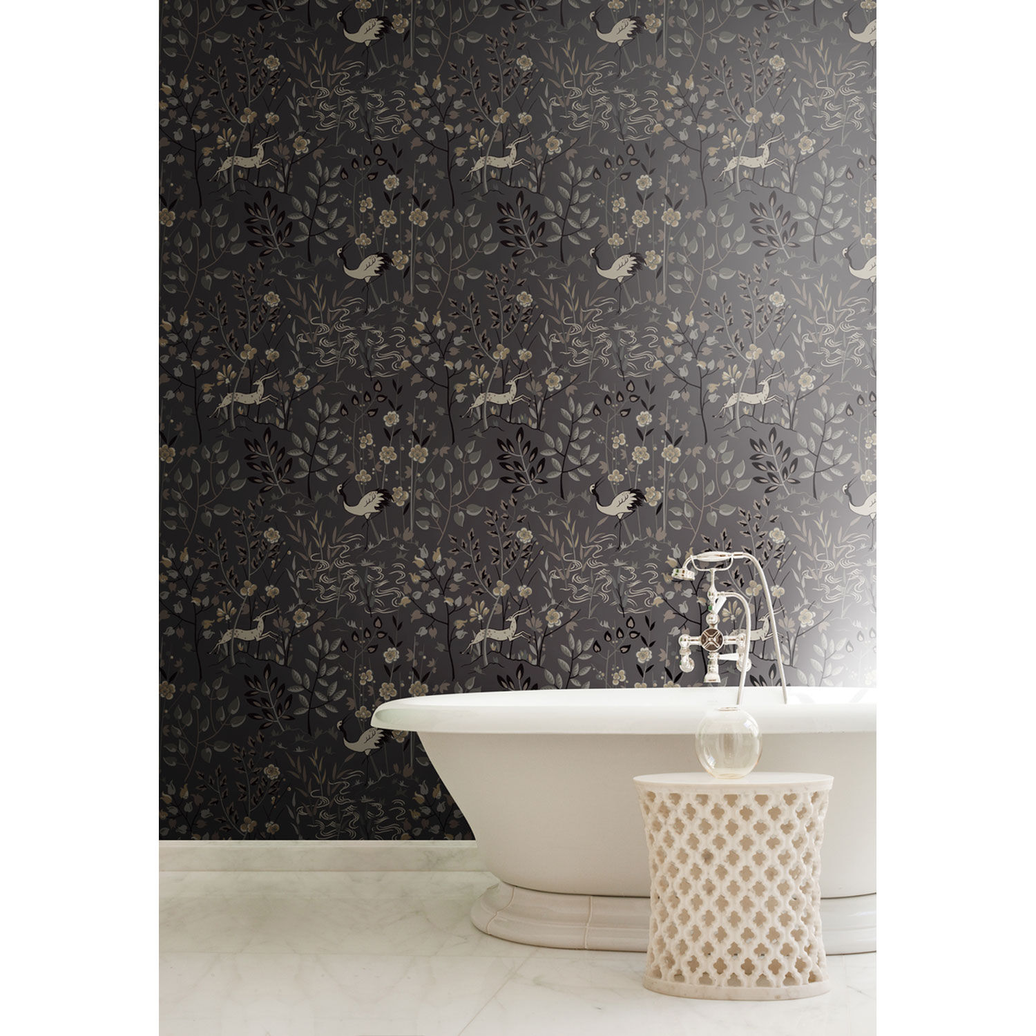 Odeon Tile Charcoal Kitchen & Bathroom Vinyl Wallpaper 89390 | 89390