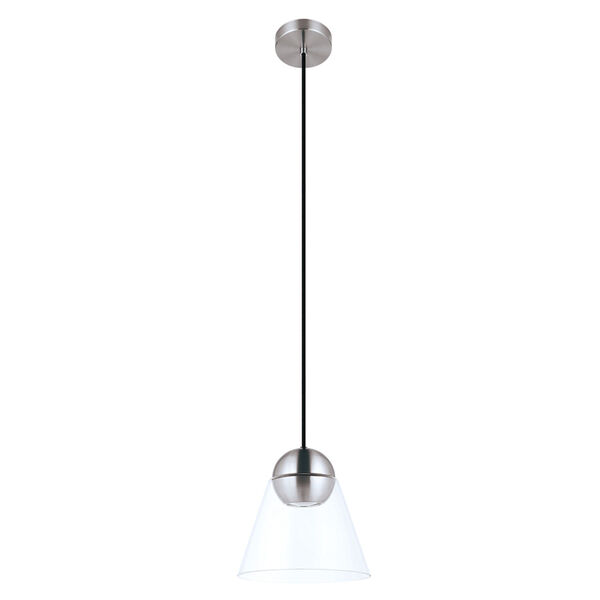 Cerasella Matte Nickel One-Light LED Mini Pendant with Clear Glass Shade, image 1