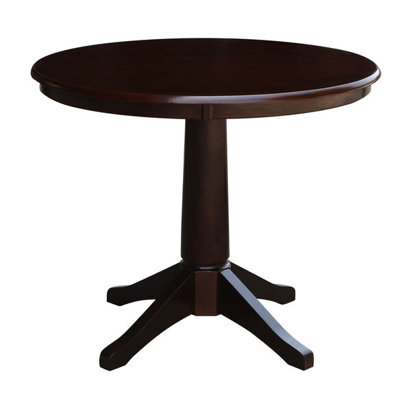 Rich Mocha 36-Inch Straight Pedestal Dining Table, image 1