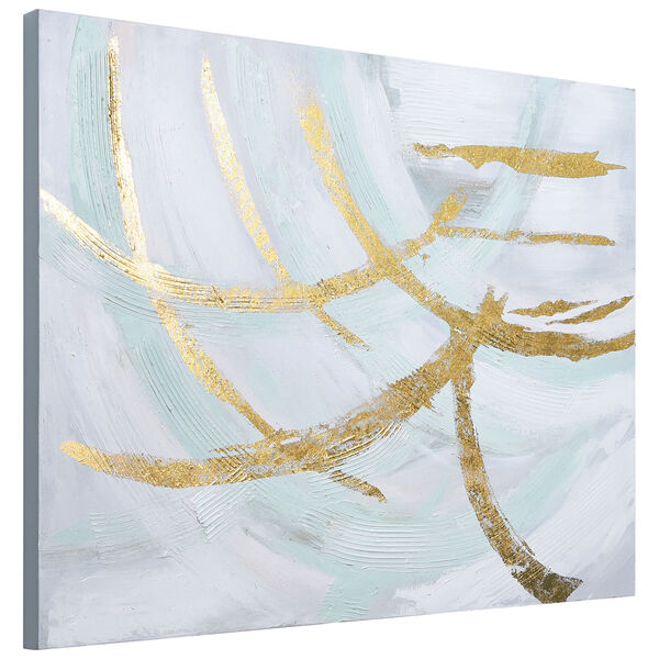 Golden Streaks Textured Unframed Hand Painted Wall Art, image 4